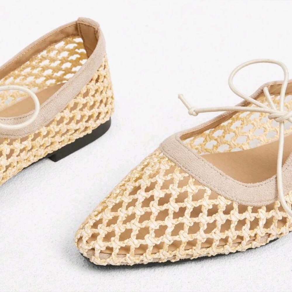 Vacation Style Woven Breathable Bow Decor Square Toe Comfortable - Picture 3 of 6